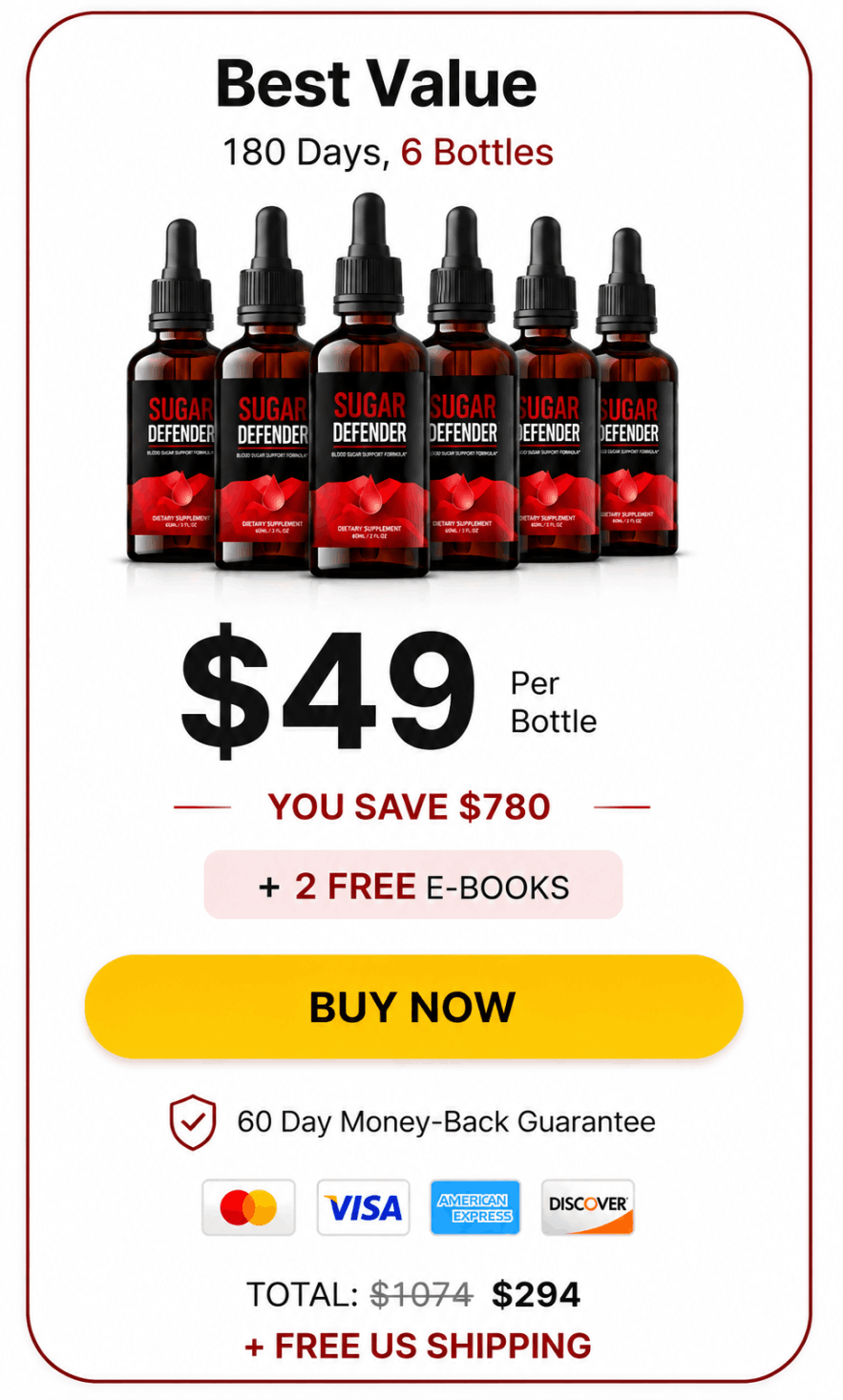 Sugar defender-6-bottle-price-$294